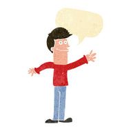 cartoon happy man waving with speech bubble N4
