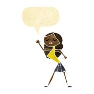 cartoon woman dancing with speech bubble N3