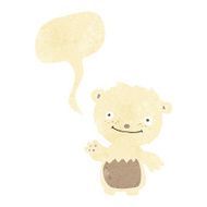 cartoon waving polar bear cub with speech bubble N8