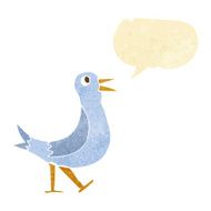 cartoon walking bird with speech bubble N3