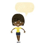 cartoon happy woman with speech bubble N25