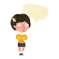 cartoon surprised woman with speech bubble N28