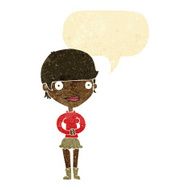 cartoon friendly woman with speech bubble N11