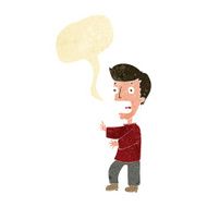 cartoon terrified man with speech bubble N25