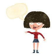 cartoon smug woman making dismissive gesture with speech bubble N2