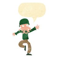 cartoon alien monster man with speech bubble N4
