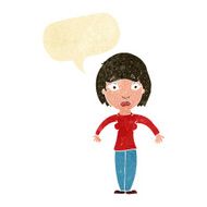 cartoon surprised woman with speech bubble N29