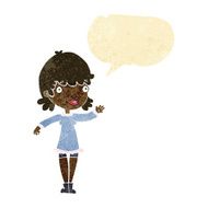 cartoon woman waving with speech bubble N29