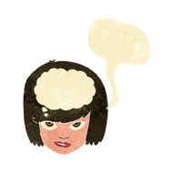 cartoon woman thinking with speech bubble N6