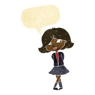 cartoon happy girl with speech bubble N8
