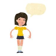 cartoon woman looking sideways with speech bubble N2