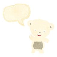 cartoon waving polar bear with speech bubble N8