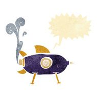 cartoon space rocket with speech bubble