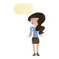 cartoon woman shrugging shoulders with speech bubble N49