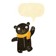 cute cartoon black teddy bear with speech bubble