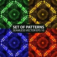 set of 4 seamless glowing ethnic patterns