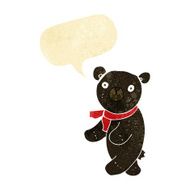 cute cartoon black teddy bear with speech bubble N2