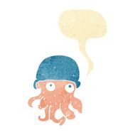 cartoon alien head wearing hat with speech bubble N2