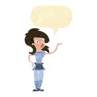 cartoon pretty waitress with speech bubble N2