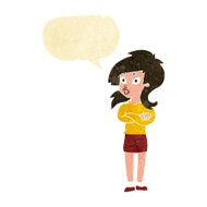cartoon woman with folded arms speech bubble N4