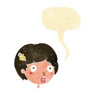 cartoon surprised female face with speech bubble N9