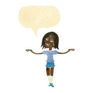 cartoon woman shrugging shoulders with speech bubble N51