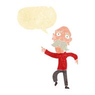 cartoon sad old man pointing with speech bubble N2