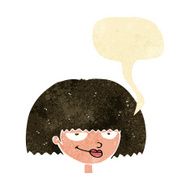 cartoon mean female face with speech bubble N2