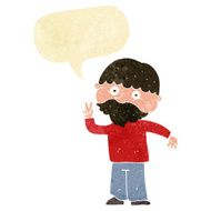 cartoon man giving peace sign with speech bubble N11