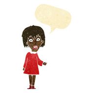 cartoon shocked woman with speech bubble N14