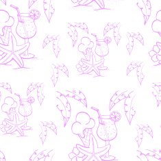 Ice creams starfish flower and cocktail Hand drawn doodle