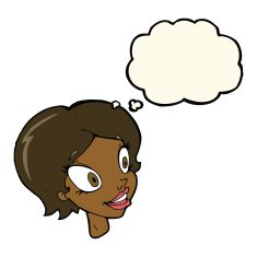 cartoon pretty female face with thought bubble N64