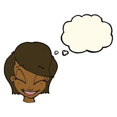 cartoon pretty female face with thought bubble N66