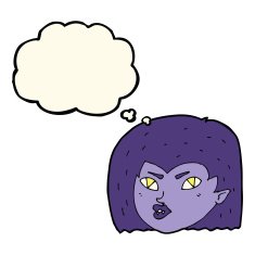 cartoon vampire face with thought bubble N27