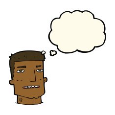 cartoon male head with thought bubble N6