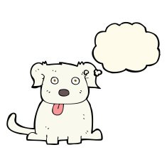 cartoon dog with thought bubble N11