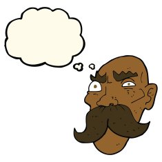cartoon angry old man with thought bubble N93