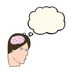 cartoon head with brain symbol thought bubble N28