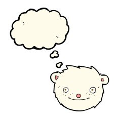 cartoon polar bear head with thought bubble N7