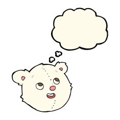 cartoon polar bear face with thought bubble N18