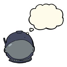 cartoon astronaut face with thought bubble N4