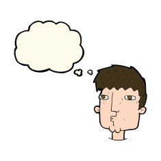 cartoon curious man with thought bubble N42