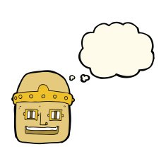 cartoon robot head with thought bubble N42