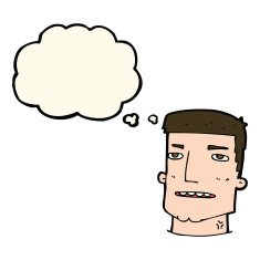 cartoon male head with thought bubble N7