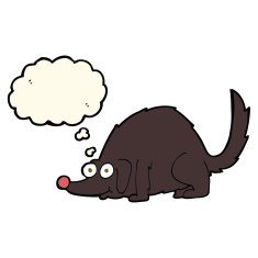 cartoon happy dog with thought bubble N52
