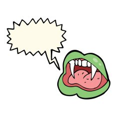 cartoon vampire lips with thought bubble N4