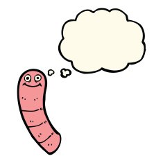 cartoon worm with thought bubble N5