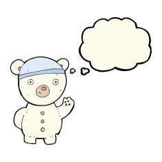 cartoon polar bear cub with thought bubble N48