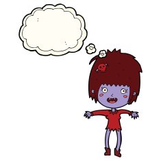 cartoon vampire girl with thought bubble N146