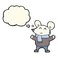 cartoon mouse with thought bubble N10